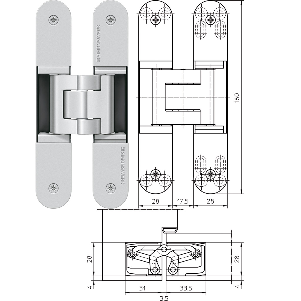 Türband Tectus TE 340 3D für ungefälzte Wohnraum und Objekttüren www