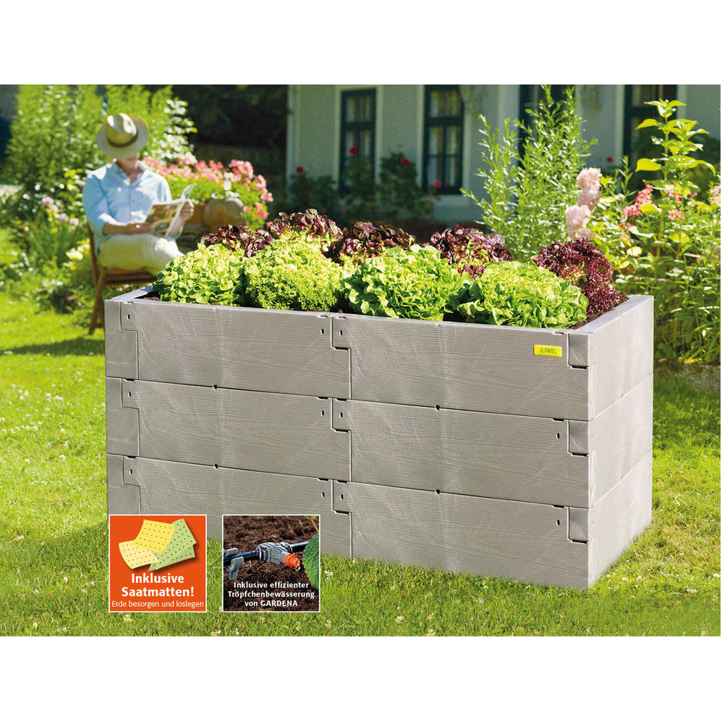 Juwel Hochbeet Timber AktionsSet mit MicroDripSystem und Saatmaten